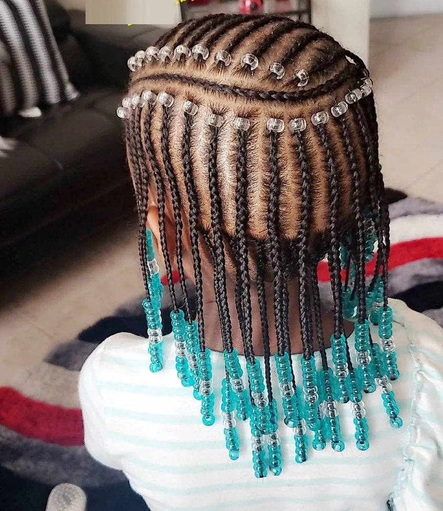 layered braids with beads for little girls