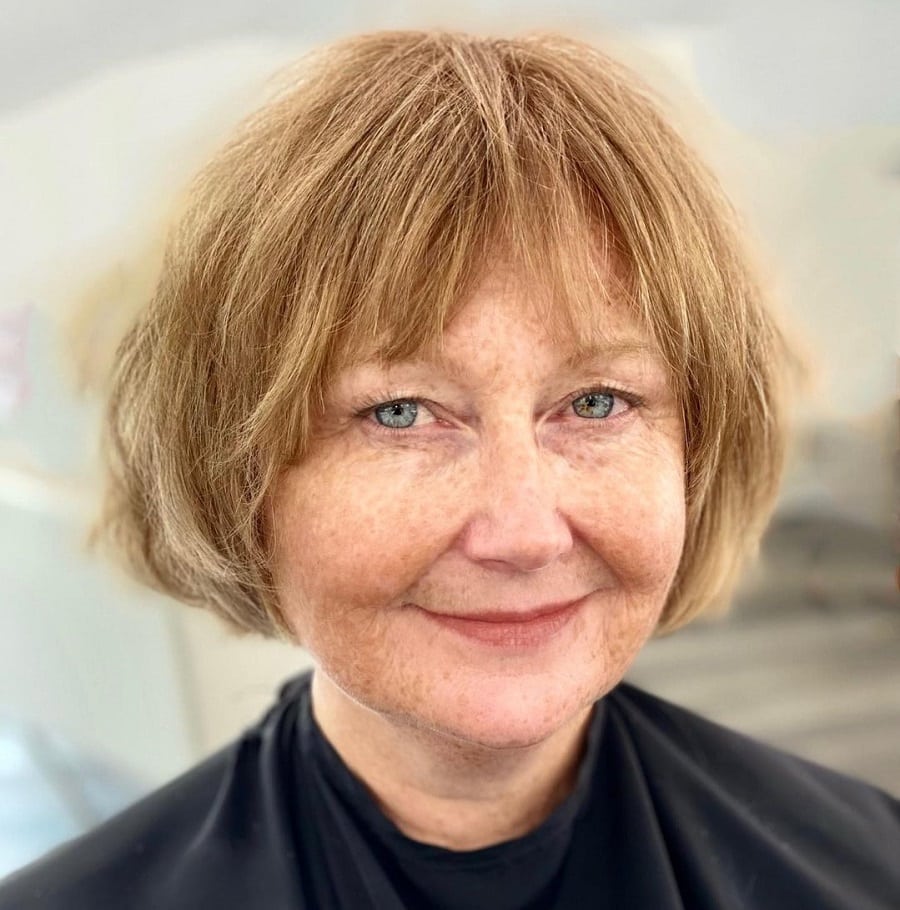 layered choppy bob for over 60