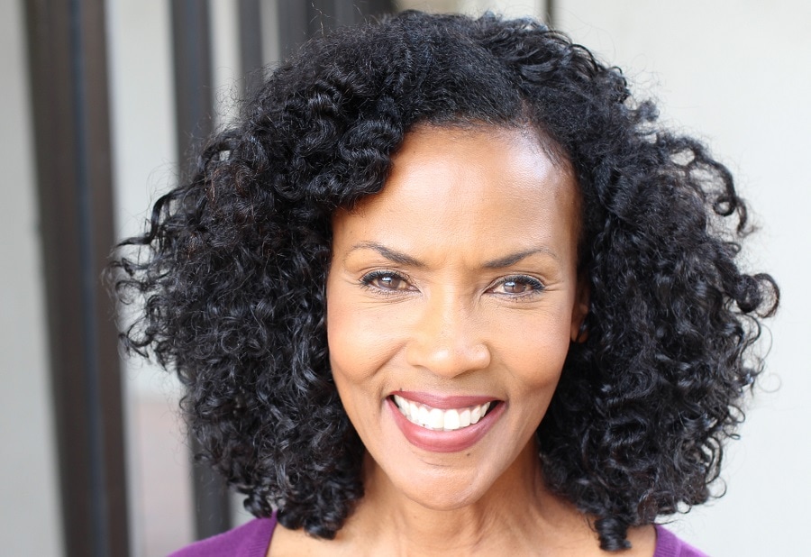 layered curly bob for black women over 50