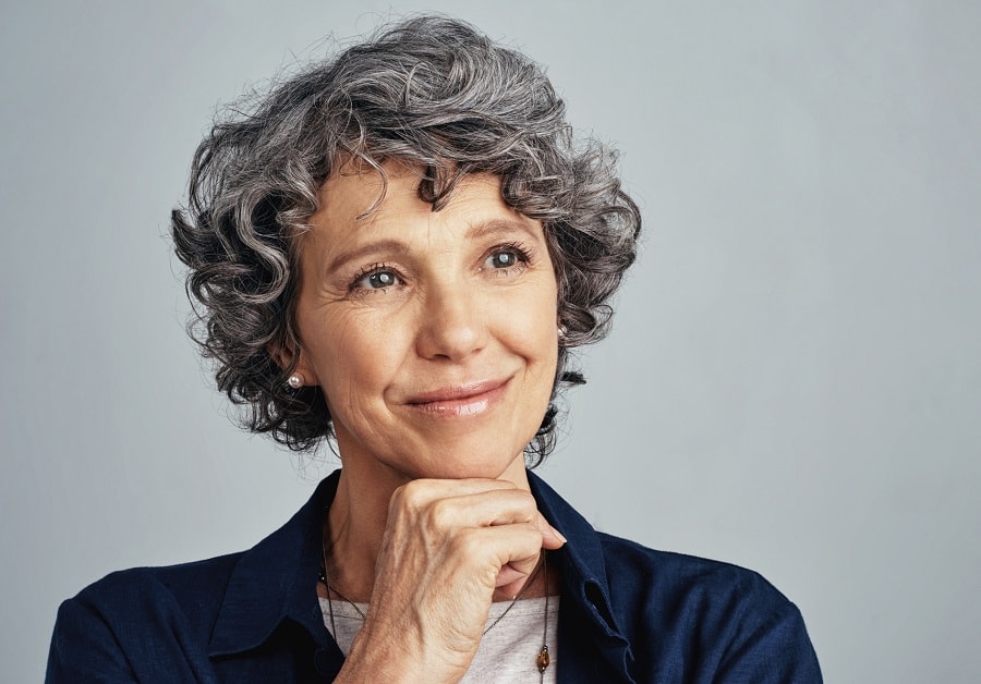 layered curly bob for women over 50