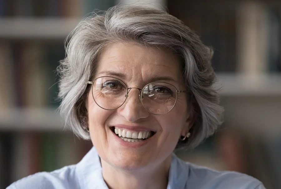 layered grey bob for women over 50