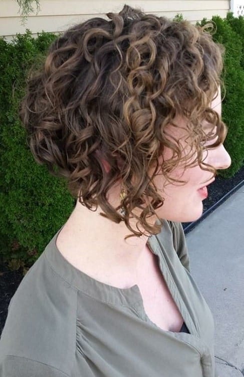 layered inverted curly bob for women