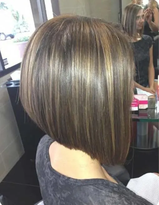 layered inverted bob with highlights