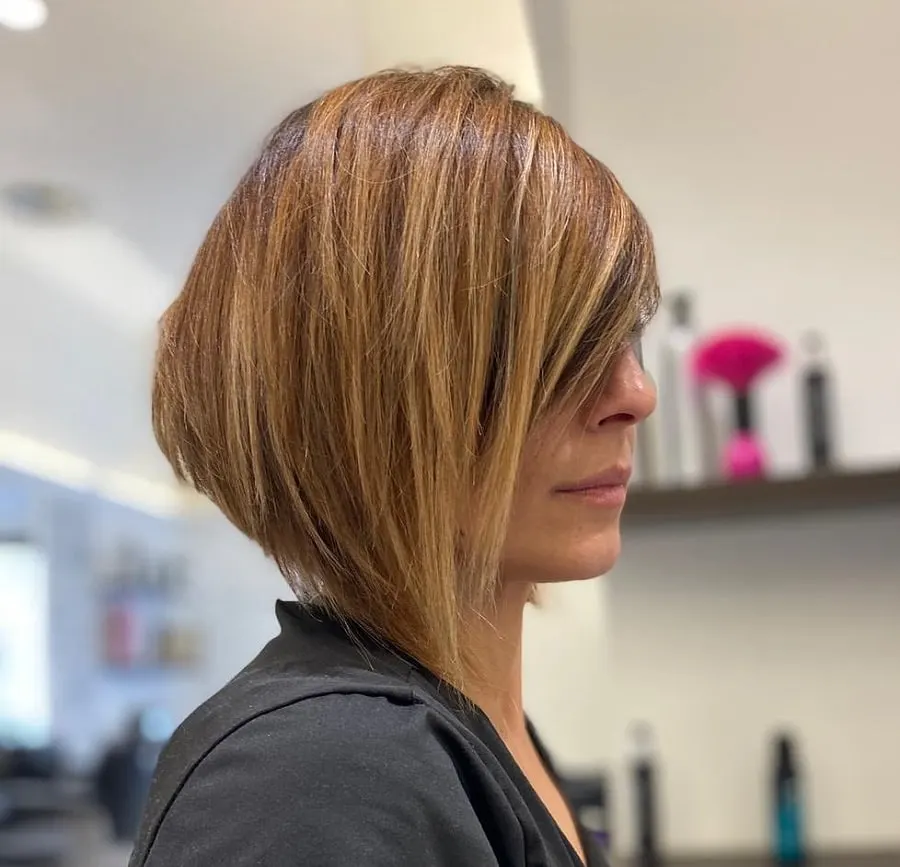 layered inverted bob with bangs
