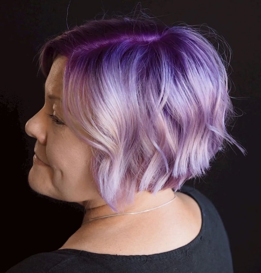 layered pastel bob for over 60