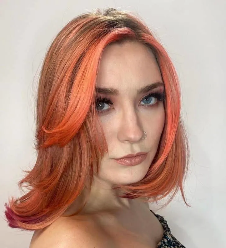 layered peach hair