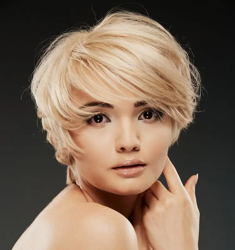 blonde layered pixie