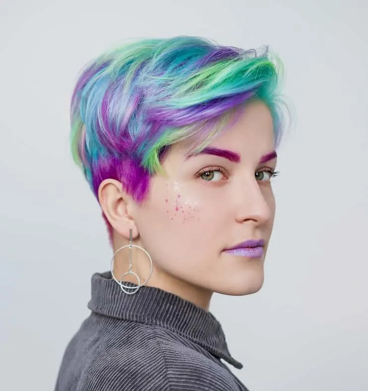 dyed layered pixie