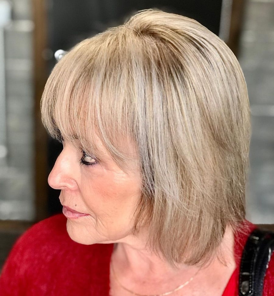A shaggy bob in layers over 60