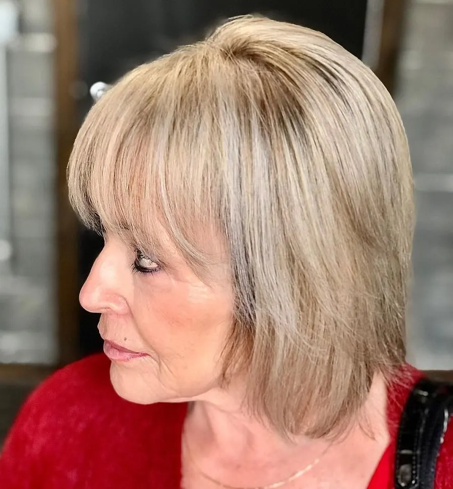 layered shaggy bob for over 60