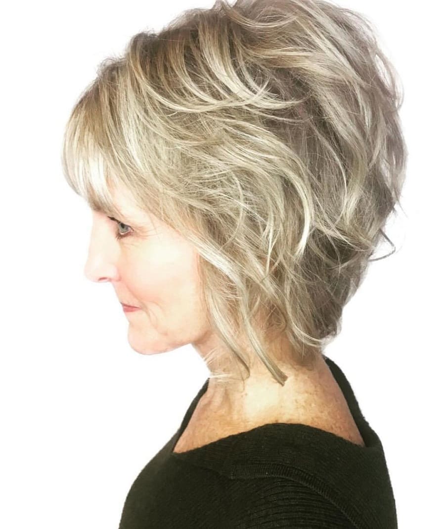 Layered wedge haircut for women over 50