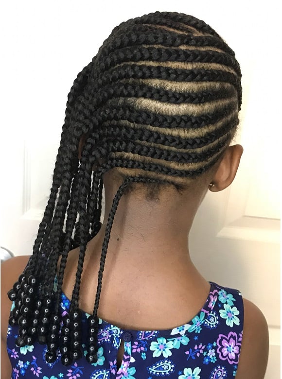 lemonade braids with beads for little girl