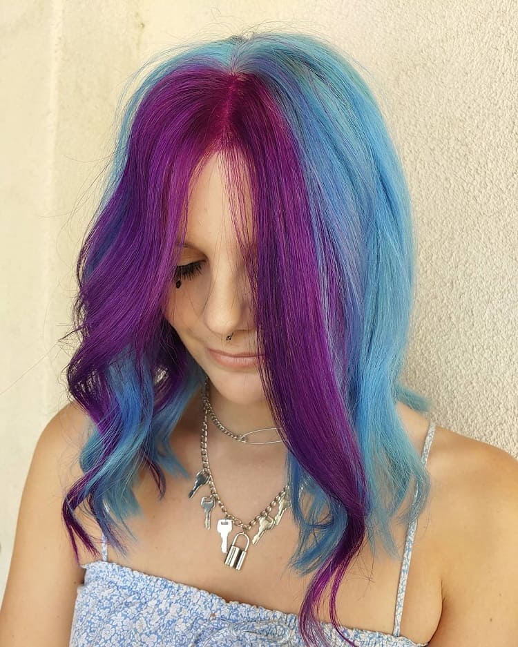 light blue and purple hair