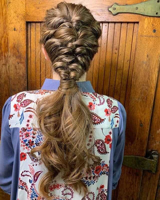 braided ponytail with light brown hair