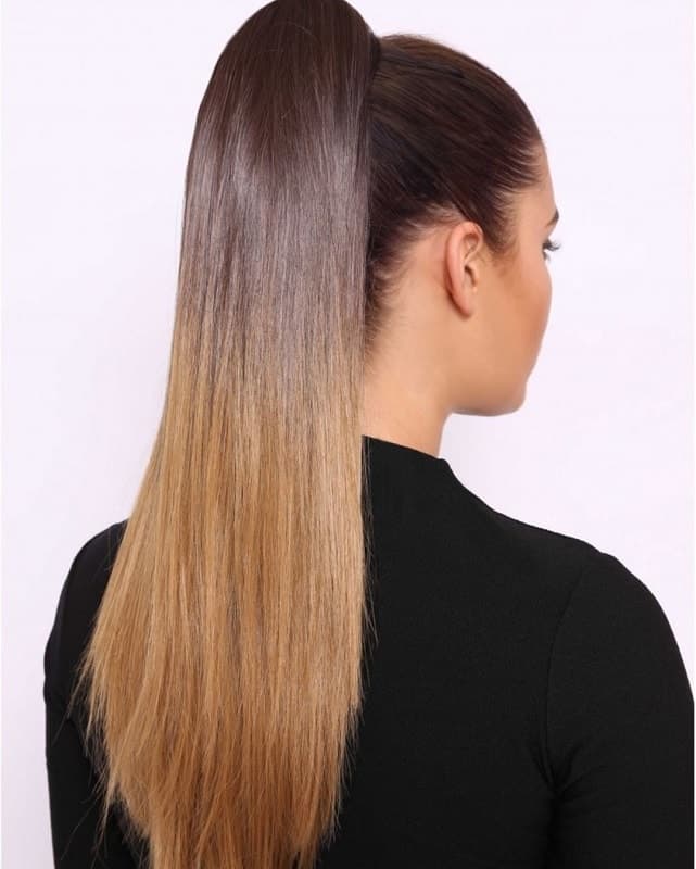 light brown ombré hair high ponytail