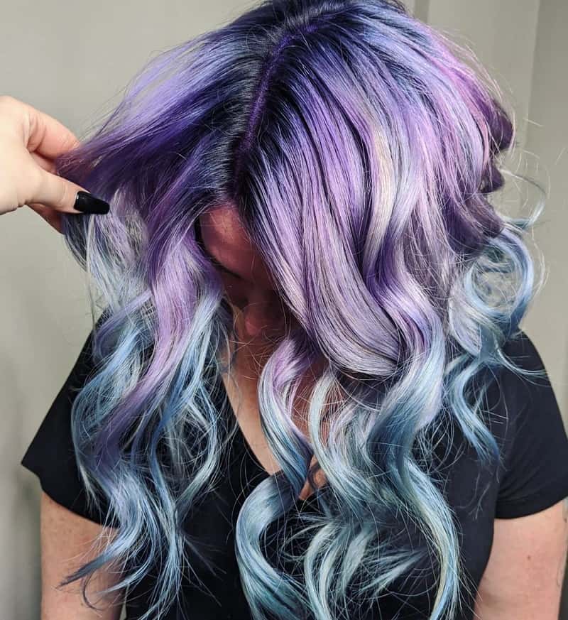 lilac and teal hair