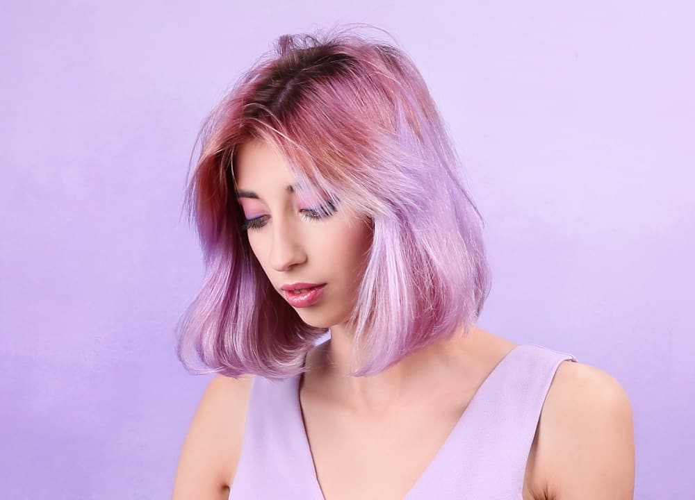 lilac hair with dark roots