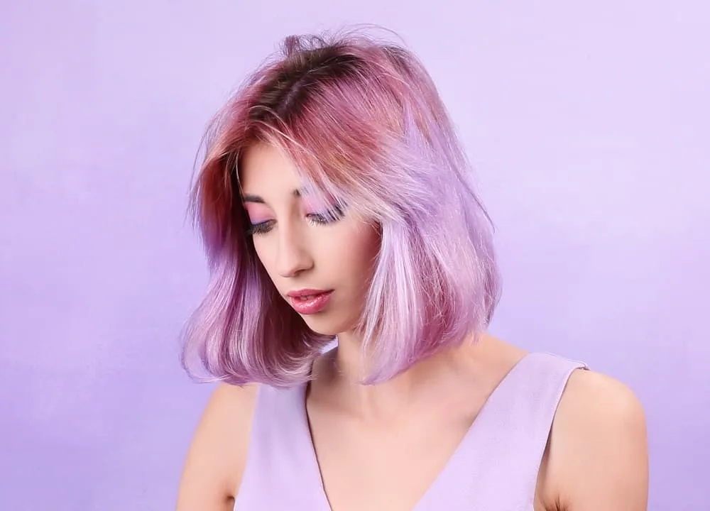 lilac hair with dark roots