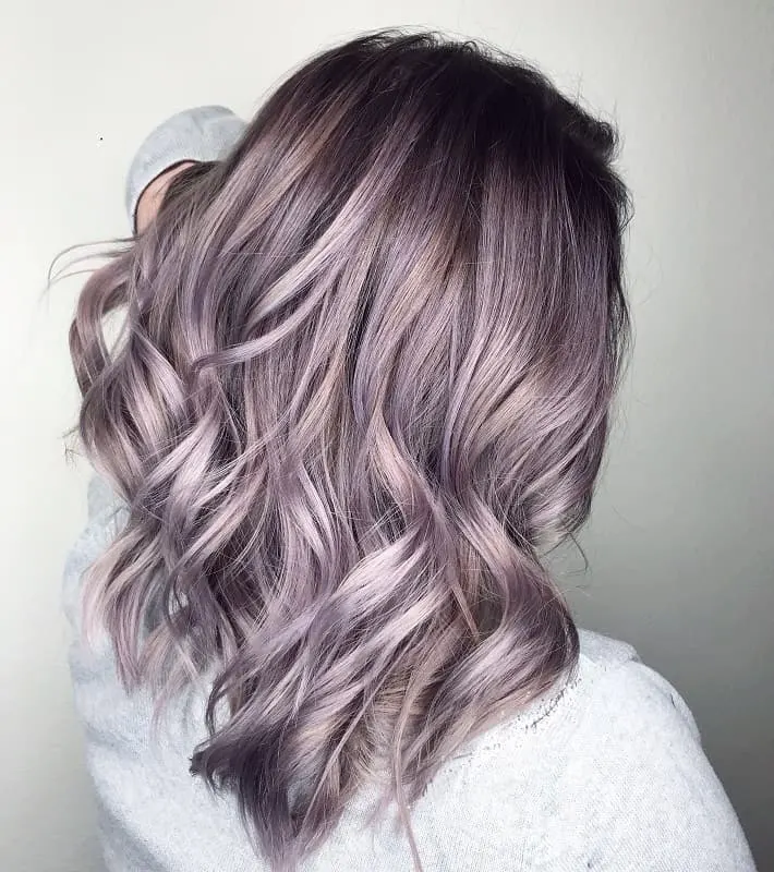 lilac silver balayage hair