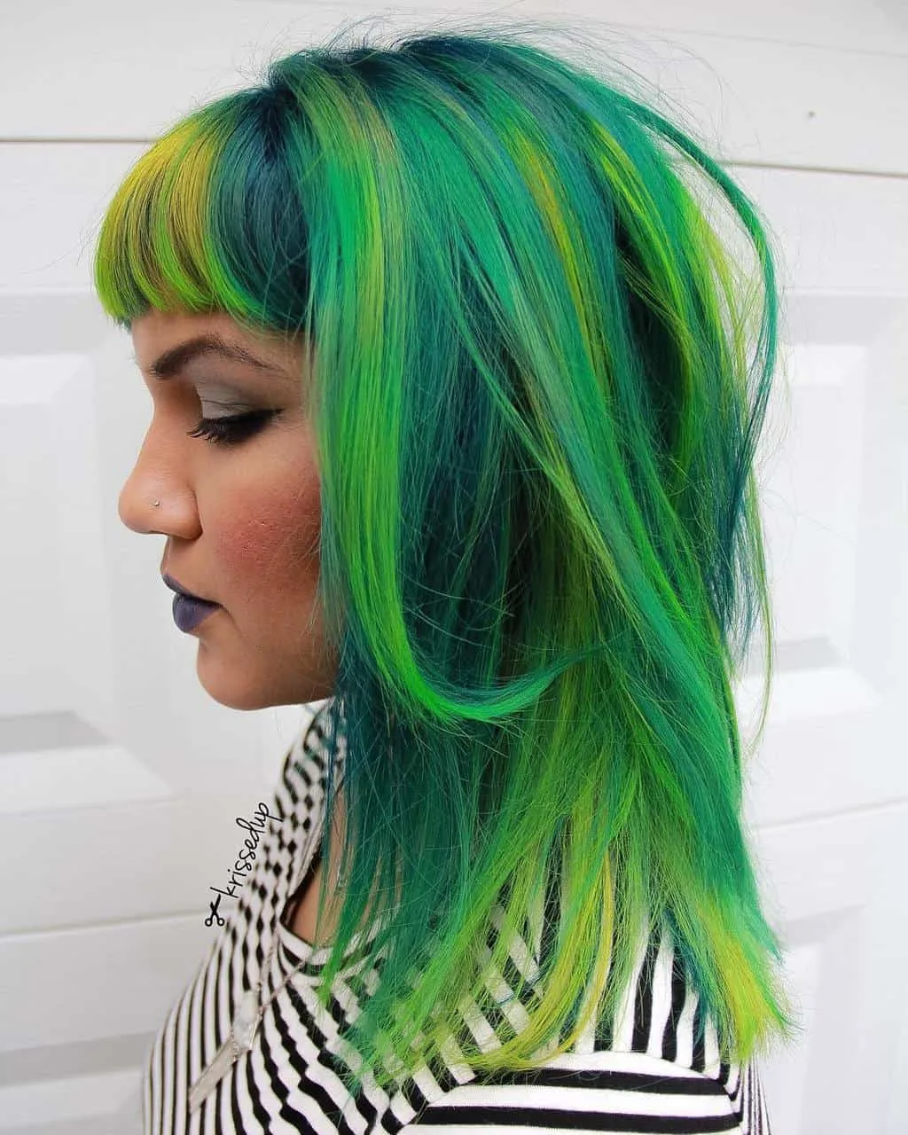 green bob hair