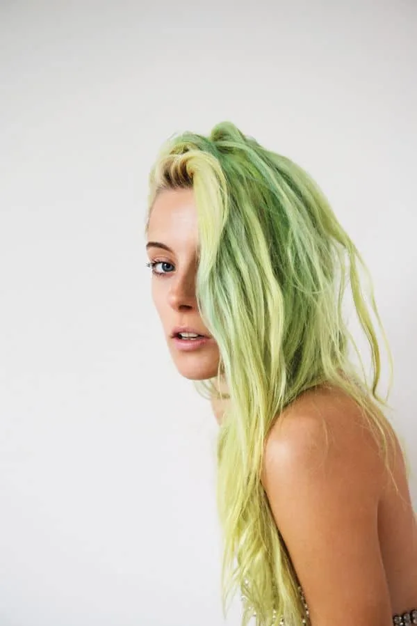 blonde beacj green hair