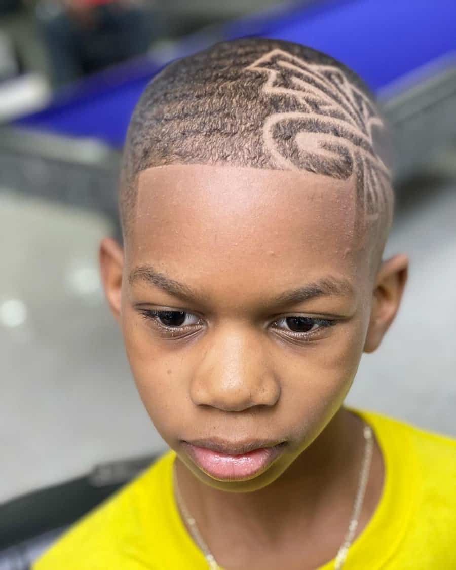 little black boys haircut with design