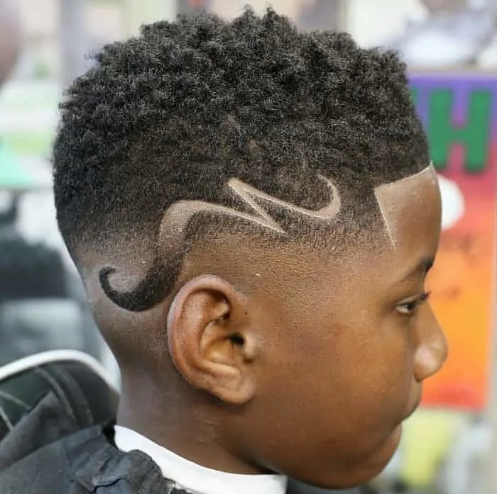 fade haircut with design for little boys