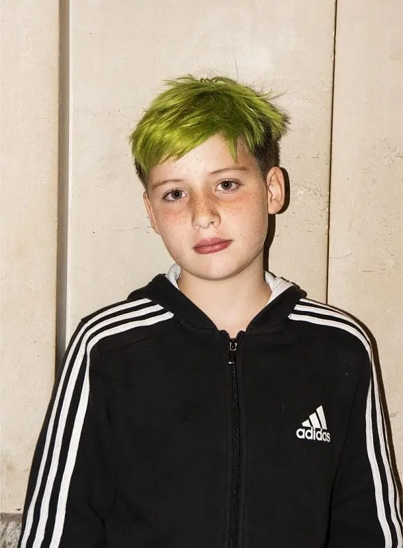 little boy green hair