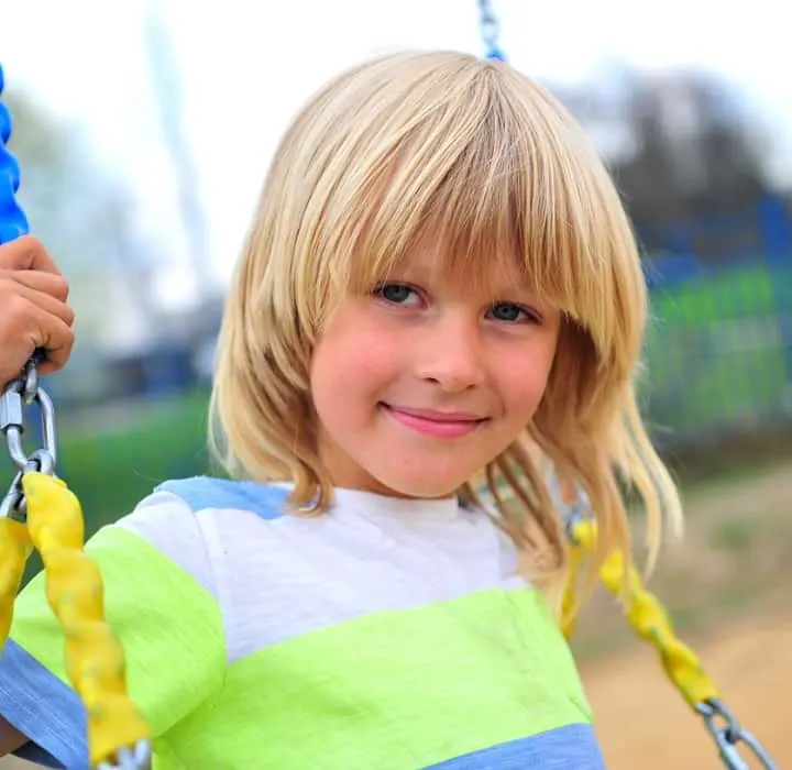 little boy with thick straight hair