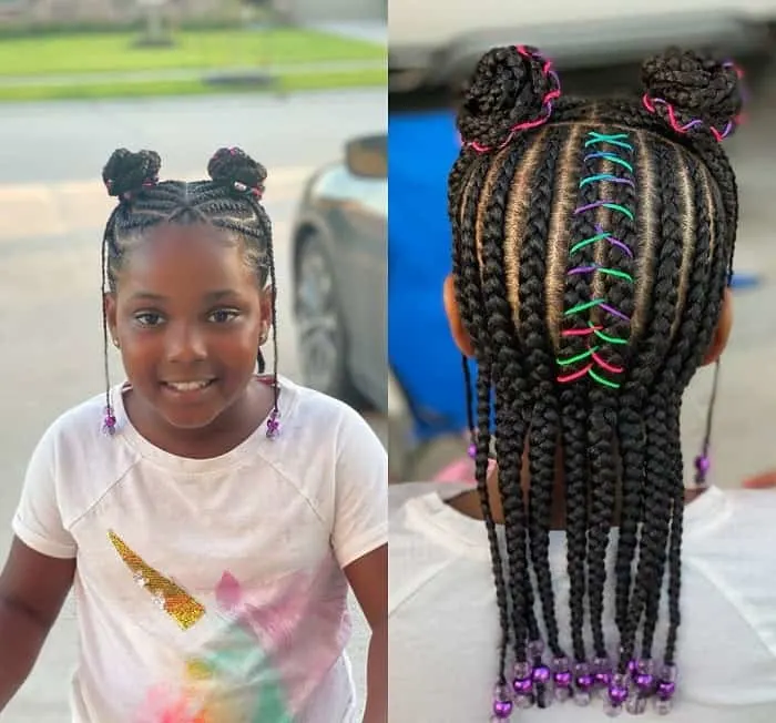 half up braids with beads for little girl 
