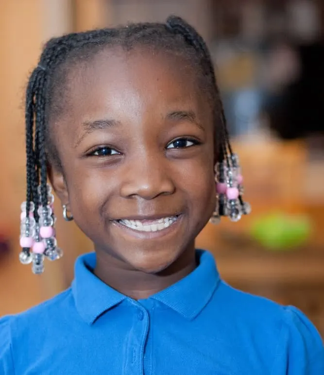 little girl hairstyle with beads