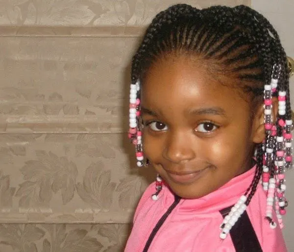 little girl hairstyle with beaded braids