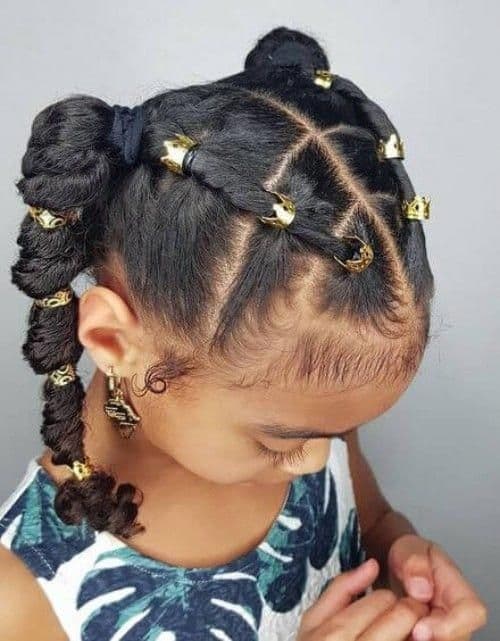 pigtails with beads for little girl 