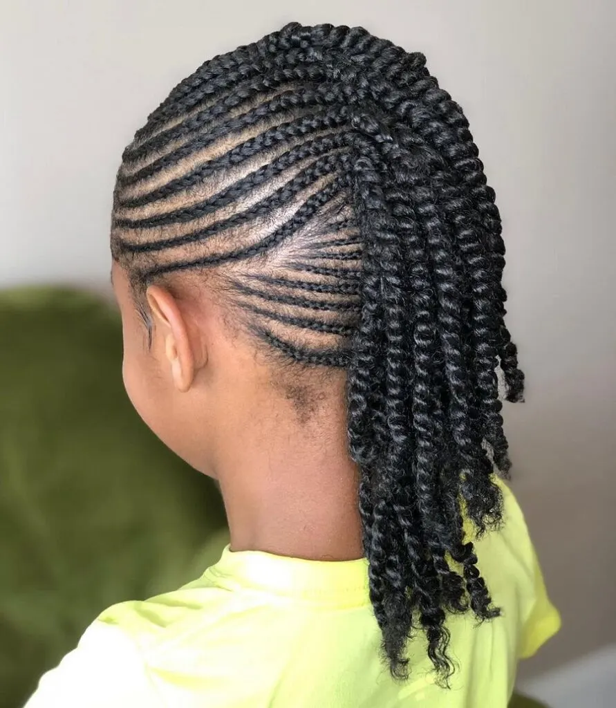little girl mohawk with cornrows