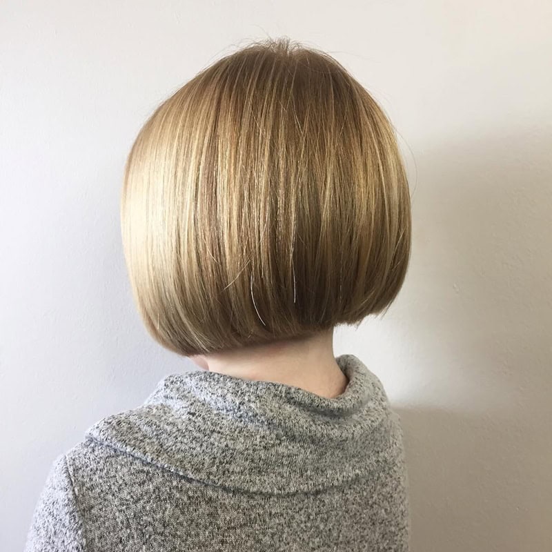 blunt bob haircut on a little girl with straight blonde hair