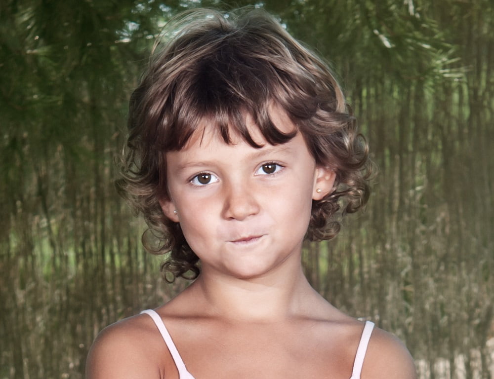 little girl with short brown hair