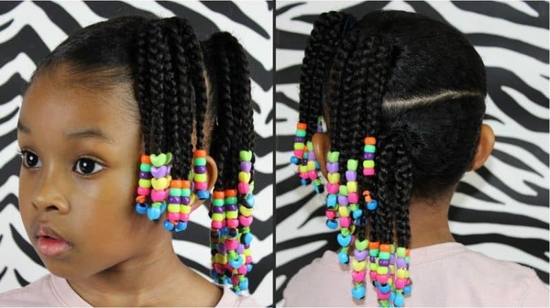 Elegant Little Girl Braids With Beads Hairstylecamp