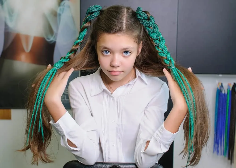 little girl's braided pigtails