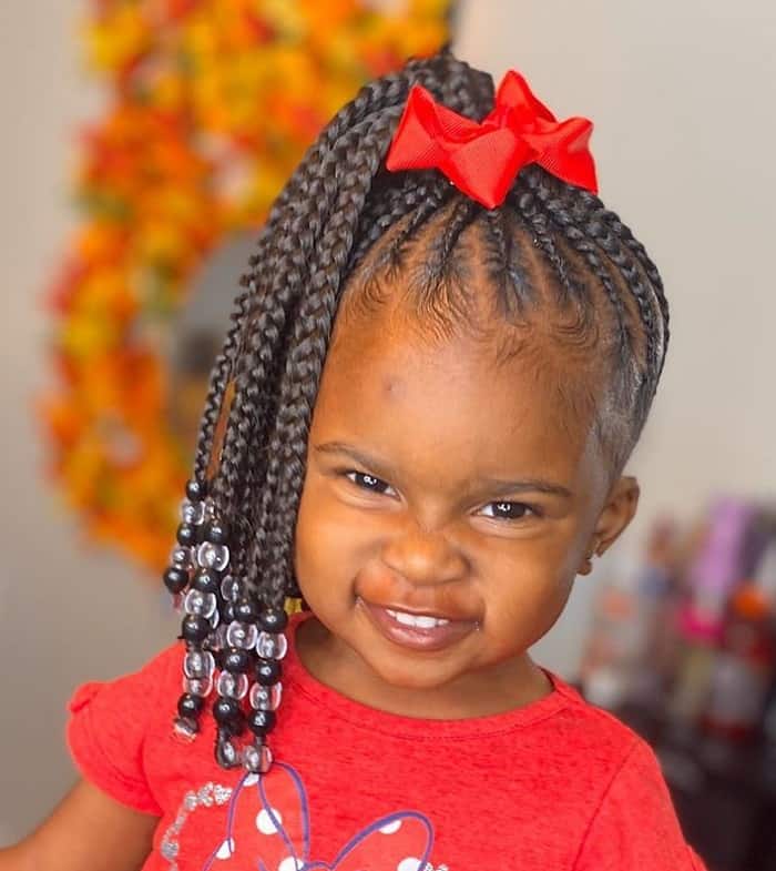 little girl's hairstyle with beads