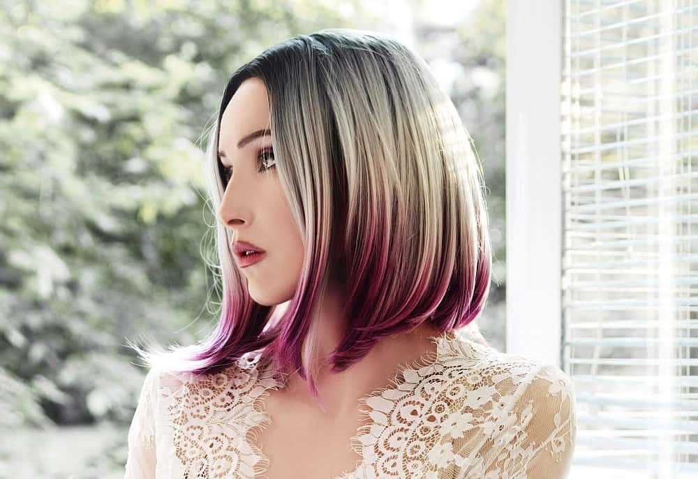 long angled bob with ombre