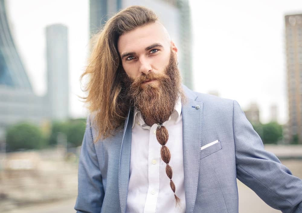 long beard with side shaved hair