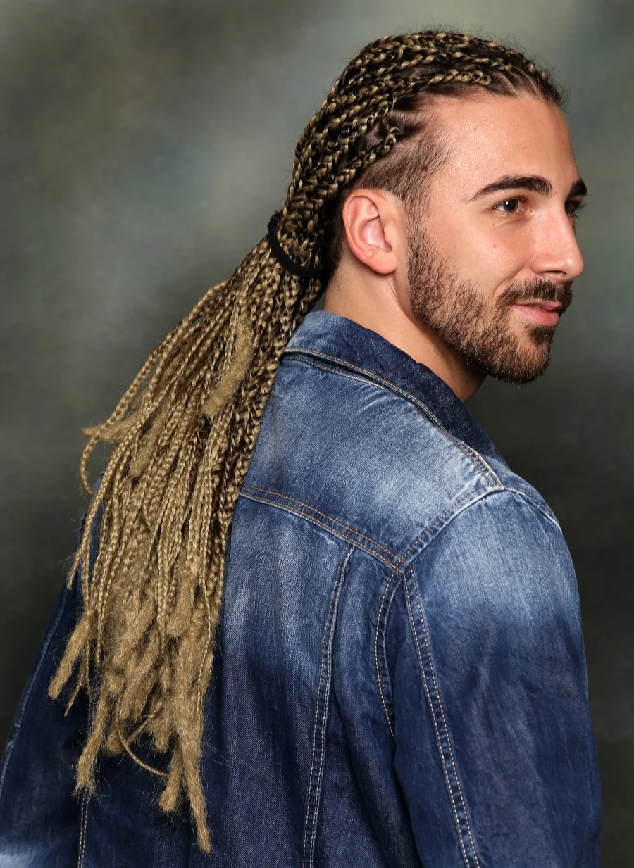 long blonde ponytail for men