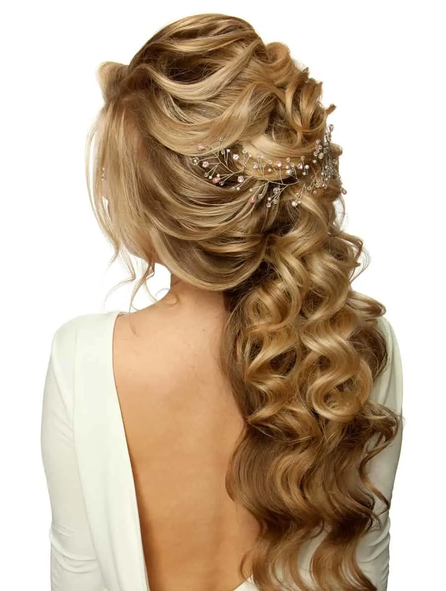 long blonde hairstyle for formal occasion