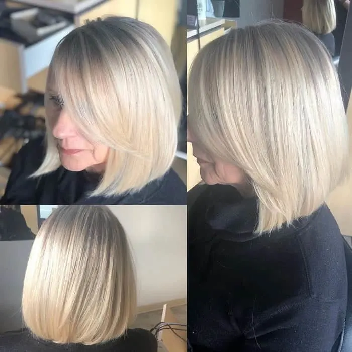 long bob haircut for older women