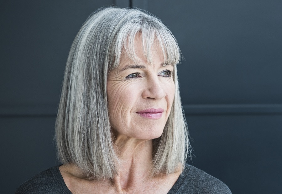 A long bob with jaw-dropping bangs