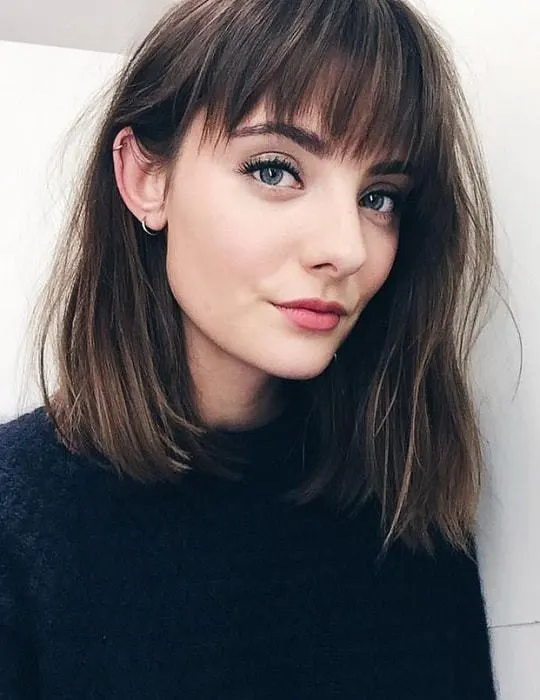 22 Best Curtain Bangs For Every Hair Type  Lob haircut with bang