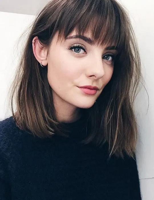 asymmetrical bobs with bangs