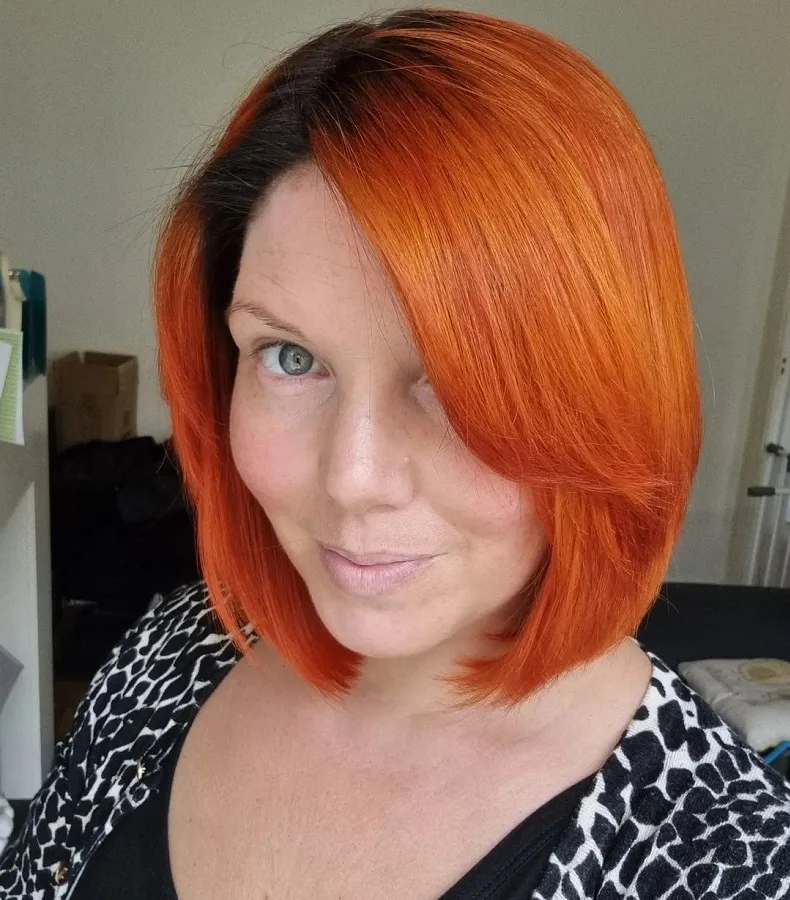 dyed lob with side bangs 