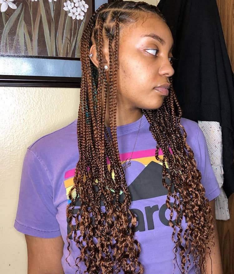 long box braids with curly ends