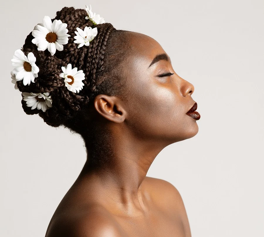 long braided bun for black girls